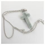 Adventurine Sterling Silver Cross Necklace.