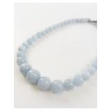 Graduated Aquamarine Sterling Silver Bead Necklace. ***New Old Stock -Estimated Replacement Value $350***