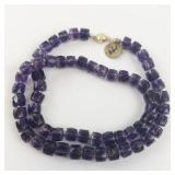 Amethyst Faceted Box Cubes 14K Yellow Gold Bead Necklace. ***New Old Stock -Estimated Replacement Value $165***