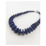 Graduated Lapiz Lazuli Sterling Silver Bead Necklace. ***New Old Stock -Estimated Replacement Value $200***