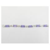 Chinese Lavender Jadeite Sterling Silver Link Bracelet. ***New Old Stock***