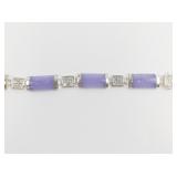 Chinese Lavender Jadeite Sterling Silver Link Bracelet. ***New Old Stock***