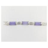 Chinese Lavender Jadeite Sterling Silver Link Bracelet. ***New Old Stock***