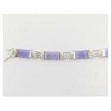 Chinese Lavender Jadeite Sterling Silver Link Bracelet. ***New Old Stock***