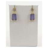 Chinese Lavender Jadeite Gold Tone dangle Earrings. ***New Old Stock***