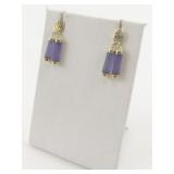 Chinese Lavender Jadeite Gold Tone dangle Earrings. ***New Old Stock***