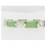 Chinese Green Jadeite Sterling Silver Link Bracelet. ***New Old Stock***