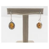 Amber Drop sterling Silver French Wire Dangle Earrings. ***New Old Stock***