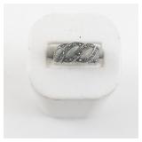 Jade & Marcasite Waved Sterling Silver Ring. Size 5 - 5.25.