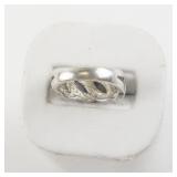 Jade & Marcasite Waved Sterling Silver Ring. Size 5 - 5.25.