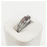 Three Stone Garnet? Sterling Silver Ring. Size 8 - 8.25.
