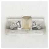 Citrine? & Cz Sterling Silver Ring. Size 4.75 - 5.