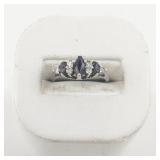 Sapphire & Cz Sterling Silver Ring. Size 5 - 5.25.