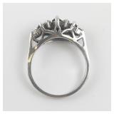 Sapphire & Cz Sterling Silver Ring. Size 5 - 5.25.