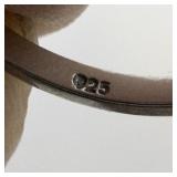 Sapphire & Cz Sterling Silver Ring. Size 5 - 5.25.