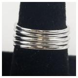 Group of 5  Stacking Peridot, Amethyst, Garnet, Aquamarine, & Citrine Sterling Silver Rings. Size 10 - 10.25.