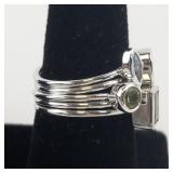 Group of 5  Stacking Peridot, Amethyst, Garnet, Aquamarine, & Citrine Sterling Silver Rings. Size 10 - 10.25.