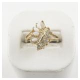 Created Opal & Rhinestone Gold Plated ring. Size 8 - 8.25.