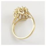 Created Opal & Rhinestone Gold Plated ring. Size 8 - 8.25.