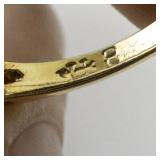 Created Opal & Rhinestone Gold Plated ring. Size 8 - 8.25.