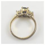 Three Stone Cz & Amethyst Gold Plated ring. Size 8 - 8.25.