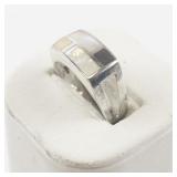 Abalone & Mother Of Pearl Sterling Silver Ring. Size 8.5 - 8.75.