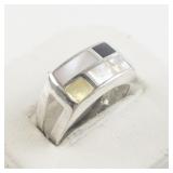 Abalone & Mother Of Pearl Sterling Silver Ring. Size 8.5 - 8.75.