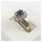 Sapphire? Vermeil (Sterling Silver) Ring. Size 7.75 - 8.