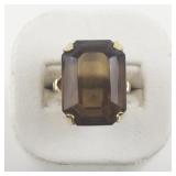 AVON Topaz Gold Tone Base Metal Ring. Size 7 - 7.25.