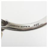 Judith Ripka Dangling Heart Cz Charm Sterling Silver Ring. Size 11 - 11.25.