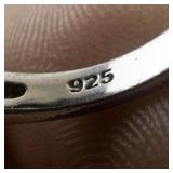 Peridot & Cz Sterling Silver Ring. Size 5 - 5.25.