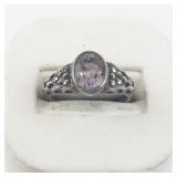 Mexico (Unknown) Floral Leafy Silver Tone Base Metal Band. Size 5 - 5.25.