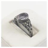 Mexico (Unknown) Floral Leafy Silver Tone Base Metal Band. Size 5 - 5.25.