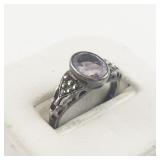 Mexico (Unknown) Floral Leafy Silver Tone Base Metal Band. Size 5 - 5.25.