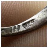 Mexico (Unknown) Floral Leafy Silver Tone Base Metal Band. Size 5 - 5.25.