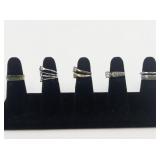 Group of 10 Silver Tone Base Metal Rings. Size 6.75-7.