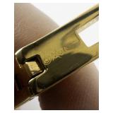 Monet Ribbed Gold Tone Base Metal Link Bracelet.