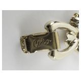 Coro Vintage Pink & Red Rhinestone Accented Base Metal Leaf Link Bracelet .