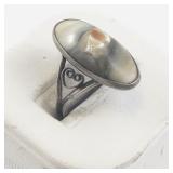 Natural Blister Pearl Sterling Silver Ring. Size 6.5 - 6.75.