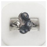 Abalone Leaf Sterling Silver Ring. Size 7.25 - 7.5.