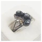 Abalone Leaf Sterling Silver Ring. Size 7.25 - 7.5.