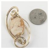 Carved Shell Cameo Gold Filled Wire Wrapped Pendent (No Chain) . ***New Old Stock! Estimated Replacement value $175***