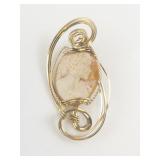 Carved Shell Cameo Gold Filled Wire Wrapped Pendent (No Chain) . ***New Old Stock! Estimated Replacement value $175***