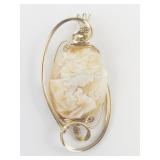 Carved Shell Cameo Gold Filled Wire Wrapped Pendent (No Chain) . ***New Old Stock! Estimated Replacement value $250***