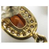 Stunning Garnet & Cz Vermeil (Sterling Silver) Dangle Earrings .