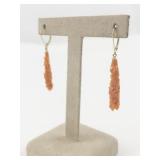 Carved Floral & Women Coral 18K Yellow Gold Dangle Earrings