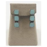 Turquoise Sterling Silver Clip-On Earrings .