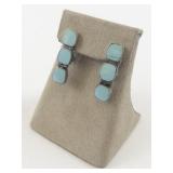 Turquoise Sterling Silver Clip-On Earrings .
