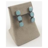 Turquoise Sterling Silver Clip-On Earrings .
