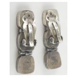 Turquoise Sterling Silver Clip-On Earrings .